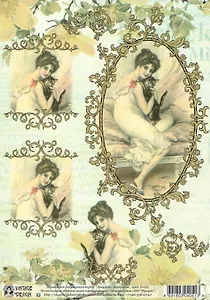 Декупажная карта переводная Девушка с котенком (D-051) (упаковка)