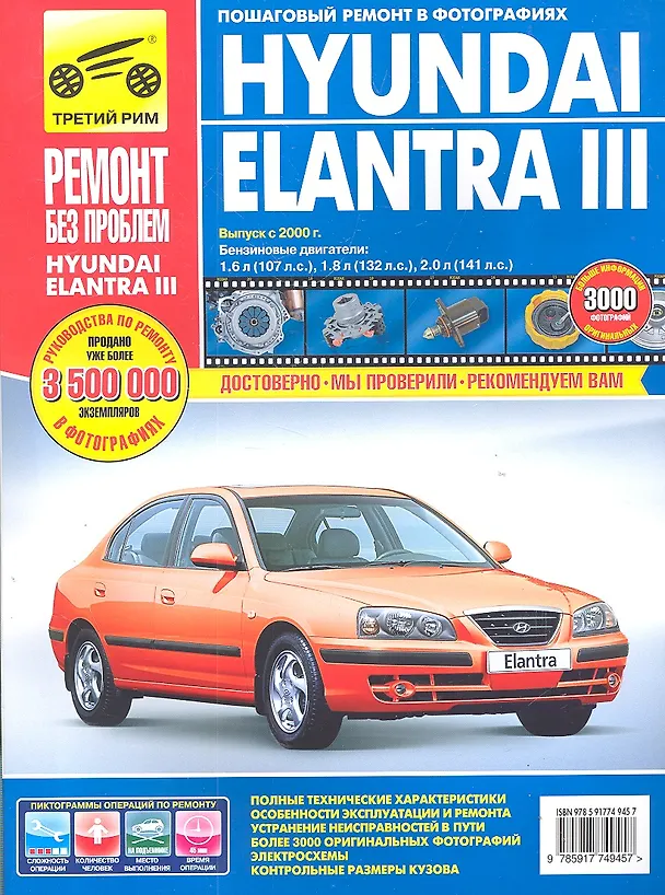 Книга Hyundai Elantra lll. Выпуск с 2000 г.: Руководство по эксплуатации, техническому обслуживанию и ремонту (М. Титков) — 1