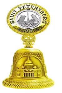 Колокольчик 3-вида, рельефный, фигурная вставка (цвет серебро) "Мосты" цвет золото