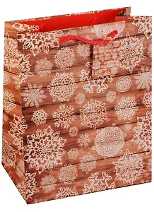 Пакет подарочный бумажный А4 32*26*12.5 "Новогодние узоры", Новый год, мат. ламинат, Kairui