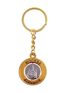 Брелок-канат Москва ХВБ-Спасская башня (металл цв.золот.,вст.рельеф.сер.) (1127G18K-7-18-21-1S )