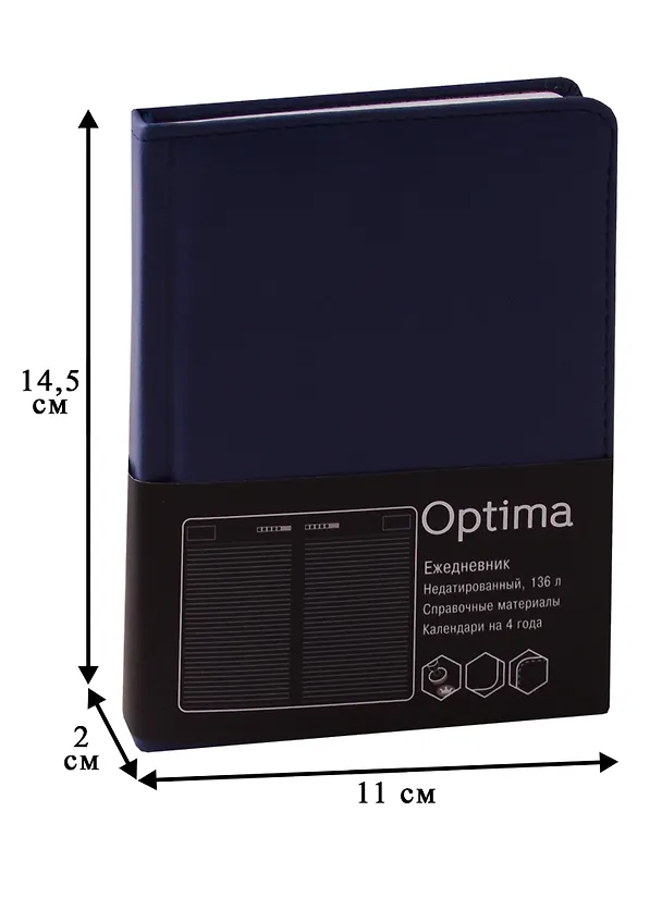 Ежедневник недатированный «Optima» А6, синий, 136 листов, экокожа, Listoff 244524 — 3