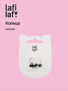 Колечко Котик с клубком (зеленый) (металл) (12-ring-20507-PR6) (Lafilaf)