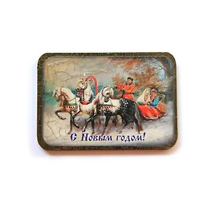 Магнит в ретро стиле "С Новым годом!". Декупаж, кракелюр. Размер 7*10 см. (2014-51)
