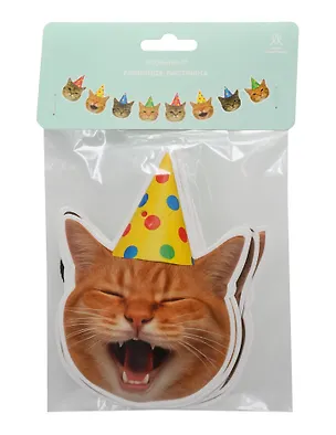 Гирлянда-растяжка Коты в колпаках (картон) (11х200) 3123014