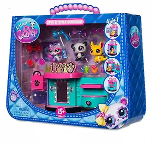 Большой игровой набор Littlest Pet Shop, "Сюжет Станция Стиля", 3 фигурки Панда Шиншилла и Енот, подарочная упаковка, 4+ 3127563