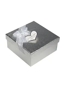 Коробка подарочная "Серебро" с сердцем 12,5*12,5*6см, декор.бант, картон, Хансибэг