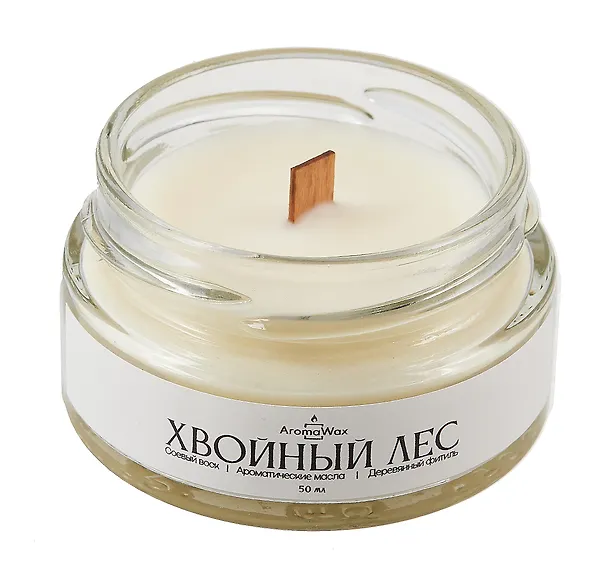 Свеча ароматическая в стеклянной баночке Хвойный лес (50 мл) (AromaWax) 3101148 — 2