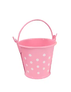 Декоративное изделие из жести ведро в горошек h= 5.5 см (YK6B) светло-розовый