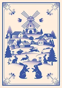 Блокнот Жили-были. Гжель «Зайчики» (формат А5, 144 стр., блинтовое тиснение, тонированный блок)