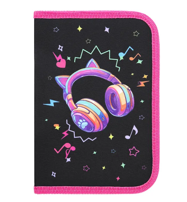 Пенал 1 отделение "Headphones" с наполнением, 21*14 см, 24 предмета 3106016 — 2