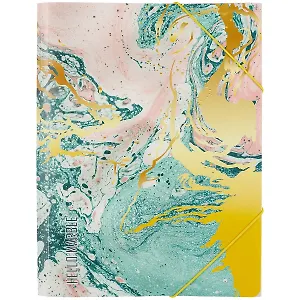 Папка на резинке А4 "Розово-зеленый мрамор"