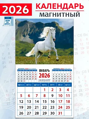 Календарь 2026г 94*167 «Год лошади. На фоне гор» на магните 3108788
