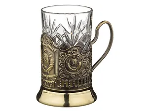 Стакан хрустальный с подстаканником черненым СССР латунь (225мл) (386-801)