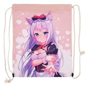 Сумка-мешок "Аниме. Девушка с ушками (Сёдзё) (цветная)" 42 х 34 см