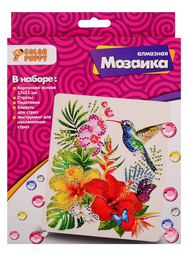 Набор для творчества Color Puppy Алмазная мозаика Тропические цветы 17*21см 2788223 — 1