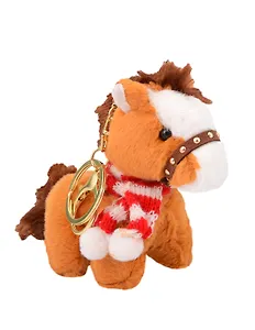 Брелок Символ года Лошадка с красно-белым шарфом (текстиль) (9см) (14-1253-202505-T32)
