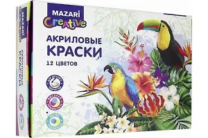 Акриловые краски, 12 цветов, баночка 20 мл