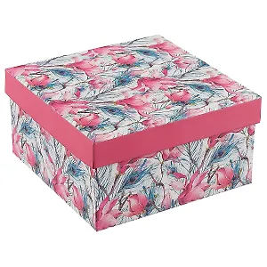 Подарочная коробка «Цветы и перья» средняя