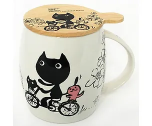 Кружка с крышкой Кошка на велосипеде (SN001) 2372261