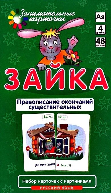 

Занимательные карточки. Зайка. Правописание окончаний существительных. Штец А.А.