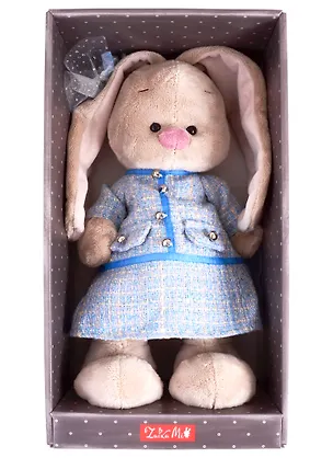 Мягкая игрушка Зайка Ми в голубом платье в клетку (32 см) (StM-271) 2814488