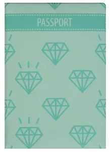 Обложка для паспорта Бриллианты на зеленом фоне (ПВХ бокс)