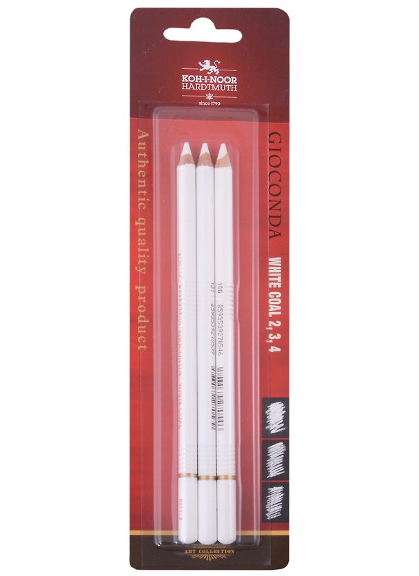 Карандаши угольные 3шт GIOCONDA EXTRA 8812 белые, B-H, блистер, Koh-i-Noor 2934999 — 1