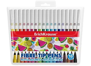 Фломастеры Erich Krause, Washable, 18 цветов