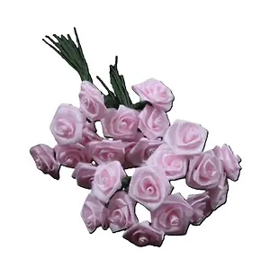 Розочка шелк, мелкая, в букетиках (2*12 головок), в пакете с мягким хедером, микс цветов (3 цвета