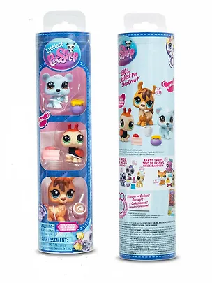 Игровой набор Littlest Pet Shop, "Три друга Сладкоежки", 3 фигурки Божья коровка Лама и Медвежонок, подарочный туба, 4+ 3127555