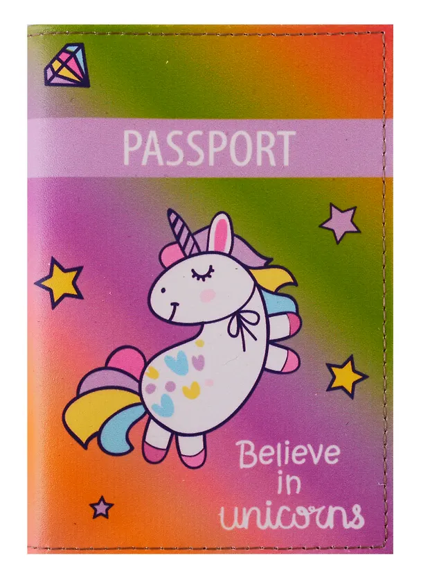 Обложка для паспорта  Единорог (Believe in unicorns) (кожа) (ПВХ бокс) (ОК2019-22) 2722006 — 1