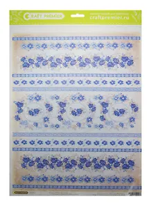 Рисовая бумага для декупажа Craft Premier Синие цветы (CPD0563) (А3) (25г/м) (упаковка)