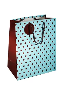Пакет подарочный бумажный А4 26*32*12 "Горошек", бирюзовый, мат. ламинат, Хансибэг