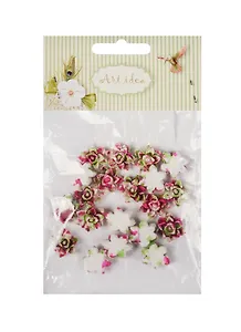 Цветы пластиковые двухцветные, 1.2 см, 20 шт/пакет, темно-розовый (11-08631-10)