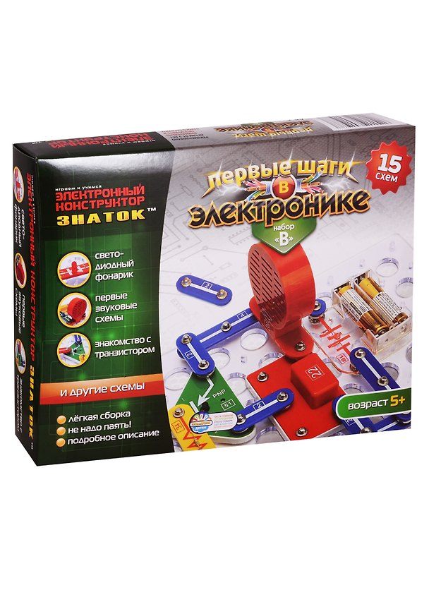 Конструктор электронный ЗНАТОК набор В, 15 схем 15B-Znat 2779018 — 1