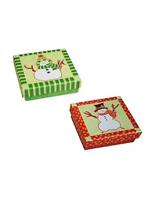 Коробка подарочная "Новый год. Снеговик" 10*10*3,2см, картон, Вейксинг