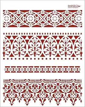 Трафарет пластиковый многоразовый Кружевные бордюры (20х25) (К-08) 2319532