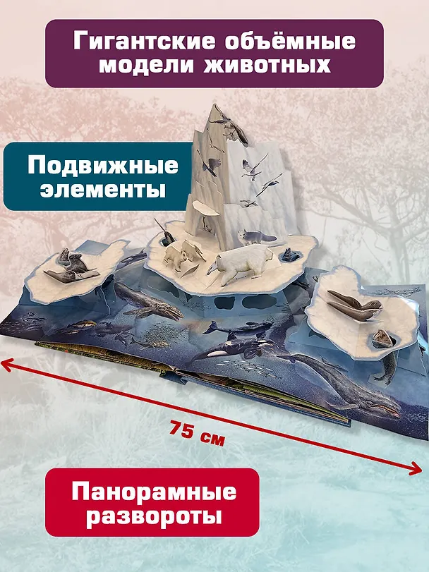 Книга Животные (3D-энциклопедия с большими объемными pop-up фигурами, подвижными элементами и раскладывающимися панорамами. Подарочное издание) (Дэвид Хокок) — 8