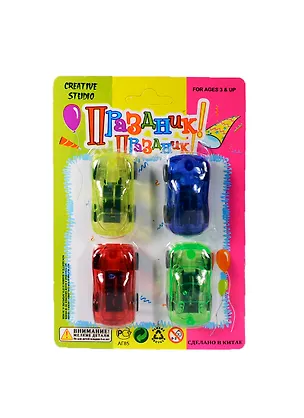 Праздник Праздник Игр. набор Заводные машинки (591004-B) (4шт.) (блистер) 2391036