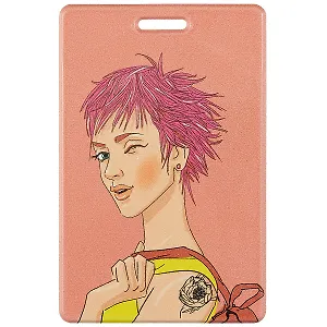 Чехол для карточек вертикальный Девушка, Ася Лавринович, розовый