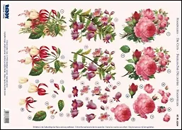 Аппликация бумажная вырубная для объемных рисунков (G82094) Розы, фуксия 2260959