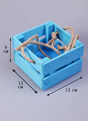 Кашпо дерево Ящик с веревочной ручкой голубой (13х12х9) (1876904) 2579020