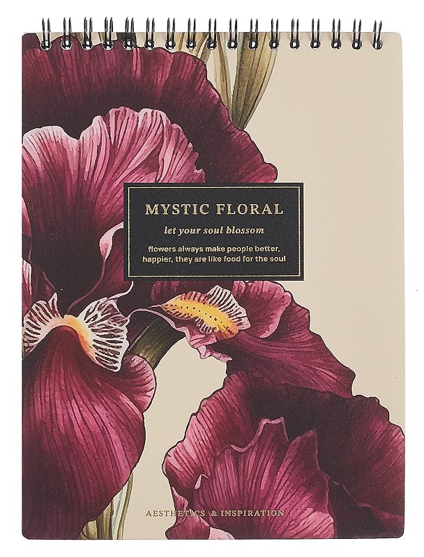 Блокнот А5, 80 листов в клетку, "Blossom. Irises on black", на спирали 3077247 — 1