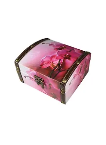 Шкатулка-сундучок дерево и искусственная кожа Розовая орхидея (13,5х15х9) (175260)