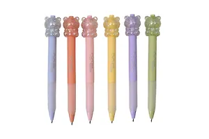 Ручка шариковая авт. синяя "Прозрачный мишка", ассорти