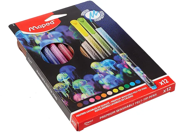 Фломастеры «Deepsea paradise» Maped, 12 цветов, смываемые 3036192 — 2