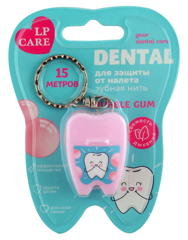 Нить зубная `LP CARE` DENTAL Bubble GUM 15 м 3036979 — 1