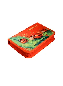 Пенал школьный 1отд. "БОЖЬИ КОРОВКИ" 20*13,3*3,5см, откидная планка, полиэстер, запечатка, вышивка, Феникс