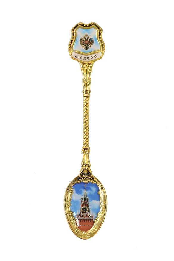Ложка сувенирная Москва Спасская башня (эмаль) (коробк, блистер) (115-21-1) 3111897 — 1